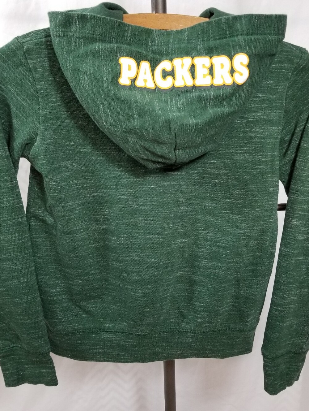 Green Bay Packers NFL Team Apparel Girls Green Space Dye Zip Hoodie Jacket 7/8 S